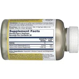 Дієтична добавка Solaray Calcium Bisglycinate with Vitamin D-3 1000 мг 120 вегетаріанських капсул - мініатюра 3