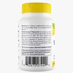Вітаміни та мінерали Healthy Origins Vitamin K2 100 mcg as MK-7 Natural, 60 вегакапсул - мініатюра 2