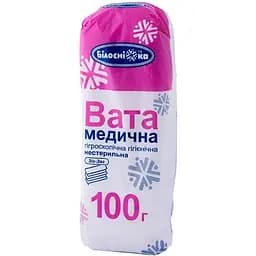 Вата медицинская гигиеническая Белоснежка нестерильная зигзаг 100 г (295744)