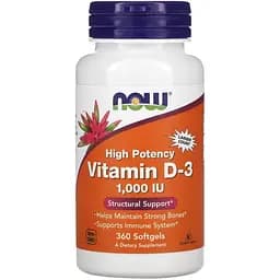 Витамины и минералы Now Vitamin D3 1000 IU 360 капсул