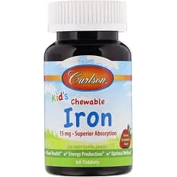Залізо дитяче Carlson Kid's Chewable Iron 5 мг смак полуниці 60 жувальних таблеток