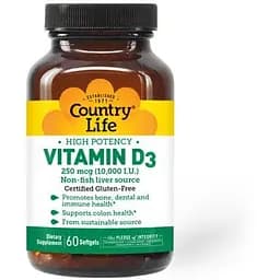Витамины и минералы Country Life High Potency Vitamin D3 10000 IU 60 капсул