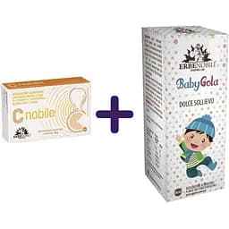 Набір: вітамін С Erbenobili C nobile для підвищення енергії та імунітету 30 таблеток + комплекс протизастудний, імуностимулюючий Erbenobili BabyGola для дітей 15 мл