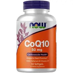 Натуральна добавка Now CoQ-10, 50 mg with Vitamin E 50 капсул