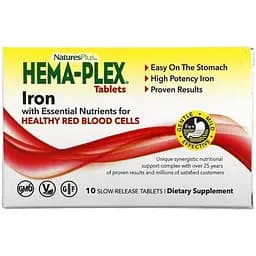 Витамины и минералы Natures Plus Hema-Plex 10 таблеток