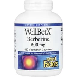 Берберин Natural Factors Berberine WellBetX 500 мг 120 вегетарианских капсул
