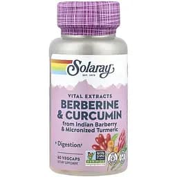 Берберин + куркумін Solaray Berberine & Curcumin 600 мг 60 веганських капсул - мініатюра 1