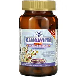 Комплекс вітамінів і мінералів для дітей Solgar Kangavites смак ягід 120 жувальних таблеток