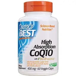 Коензим Q10 з біоперином Doctor's Best High Absorption CoQ10 with BioPerine 400 мг 60 желатинових капсул