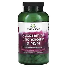 Хондропротектор Swanson Glucosamine, Chondroitin & MSM (1 per day) Highest Strength, 240 таблеток - мініатюра 1