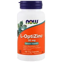 Вітаміни та мінерали NOW L-OptiZinc 30 mg, 100 вегакапсул