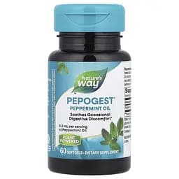 Олія м'яти перцевої Nature's Way Pepogest, 60 капсул для підтримки травної системи - мініатюра 1