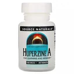 Гуперцин А Source Naturals Huperzine A 100 mcg, 60 таблеток для підтримки ерудиції та пам'яті