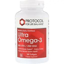 Омега-3 Protocol for Life Balance Ultra Omega-3 молекулярно дистильована 500 EPA / 250 DHA 180 капсул