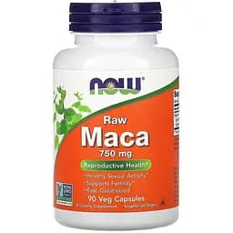 Натуральна добавка Now Maca 750 mg Raw 90 вегакапсул