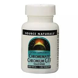 Хром Source Naturals Chromemate Chromium GTF 200 mcg Yeast-Free 120 таблеток