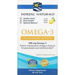 Омега-3 Nordic Naturals зі смаком лимона 1000 мг 60 гелевих капсул - мініатюра 2