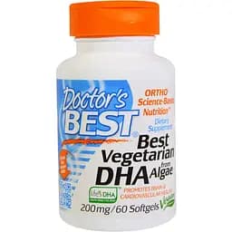 Веганський DHA Doctor's Best Life's DHA на основі водоростей 200 мг 60 желатинових капсул