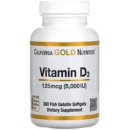 Витамины и минералы California Gold Nutrition Vitamin D3 125 mcg, 360 рыбных капсул