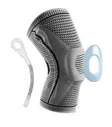 Бандаж (наколенник) ортопедический для коленного сустава EasyFit с ребрами жесткости и силиконовой вставкой (серый), размер L (EF-0079-L)