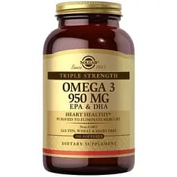 Жирные кислоты Solgar Triple Strength Omega 3 950 мг 100 капсул