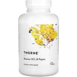 Бетаїну гідрохлорид + пепсин Thorne Research Betaine HCL & Pepsin 225 капсул