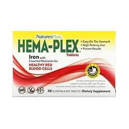Вітаміни та мінерали NaturesPlus Hema-Plex 30 таблеток Блістер