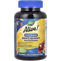 Набір: вітамінно-мінеральний комплекс для чоловіків Nature's Way Alive! Men's Gummy Multivitamin без цукру 50 жувальних цукерок + мультивітаміни для жінок Nature's Way Alive! Women's Gummy Multivitamin без цукру смак полуниці 50 жувальних цукерок - мініатюра 2