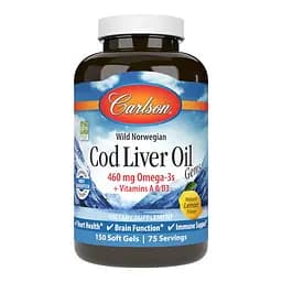 Жирні кислоти Carlson Labs Cod Liver Oil Gems, 150 капсул