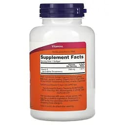 Вітаміни та мінерали NOW Vitamin E-400 with Mixed Tocopherols, 250 капсул - мініатюра 2
