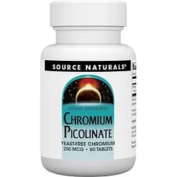 Хром піколінат Source Naturals Chromium Picolinate 200 мкг Yeast Free 60 таблеток