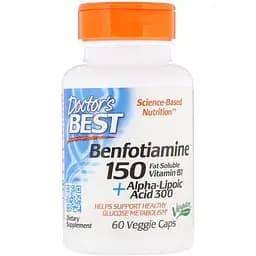 Комплекс Doctor's Best Benfotiamine 150 мг + Alpha-Lipoic Acid 300 мг 60 веганских капсул