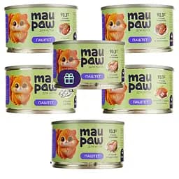Набір вологого корму для дорослих котів MAU PAW  600 г (5 шт. + 1 шт. подарунок х 100 г)