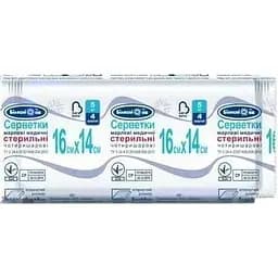 Салфетка стерильная Білосніжка 4 слойная 16х14 см комплект 5 шт. (51-073-IS)