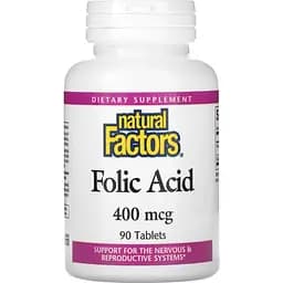 Фолієва кислота Natural Factors Folic Acid 400 мкг 90 таблеток