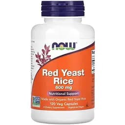 Натуральная добавка NOW Red Yeast Rice 600 mg, 120 вегакапсул