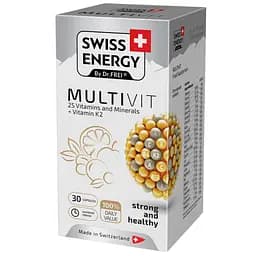 Мультивітаміни з вітаміном К2 Swiss Energy Multivit 25 Vitamins and Minerals+Vitamin K2 30 капсул - мініатюра 2