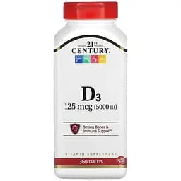 Вітамін D3 21st Century D3 125 mcg 5000 IU 360 таблеток