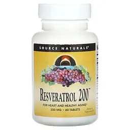 Ресвератрол Source Naturals Resveratrol 200 mg, 60 таблеток для підтримки мозку та серця