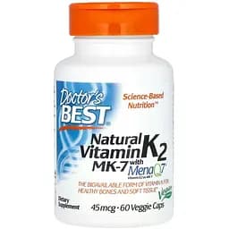 Вітамін K2 MK-7 з MenaQ7 Doctor's Best Vitamin K2 MK-7 з MenaQ7 45 мкг 60 вегетаріанських капсул
