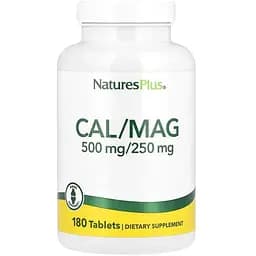Кальций и магний Natures Plus Cal/Mag 500 mg/250 mg, 180 таблеток