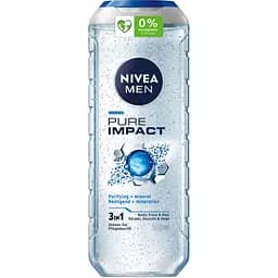 Гель для душу NIVEA MEN Pure Impact 3 в 1 для тіла обличчя та волосся 500 мл (4005900054319)