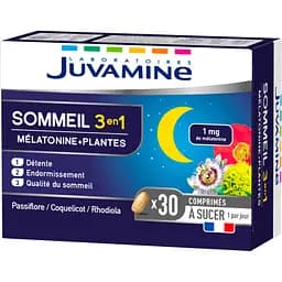 Натуральна добавка Juvamine Сон 3в1 Мелатонін + рослини 30 таблеток для розсмоктування