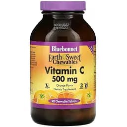 Витамин С Bluebonnet Nutrition Earth Sweet Chewables со вкусом апельсина 500 мг 90 таблеток
