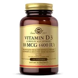 Вітаміни та мінерали Solgar Vitamin D3 10 mcg, 100 капсул - мініатюра 1