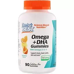Вегетаріанська Омега 3-6-9 Doctor's Best Omega + DHA 90 желейних цукерок зі смаком цитруса