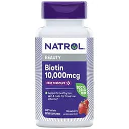 Біотин Natrol Fast Dissolve швидкорозчинний зі смаком полуниці 10000 мкг 60 таблеток (NTL06885) - мініатюра 3