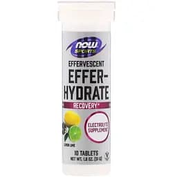 Електроліти Now Effer-Hydrate Sports з лимонно-лаймовим смаком 10 таблеток