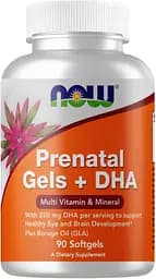 Вітаміни та мінерали NOW Prenatal Gels with DHA, 90 капсул