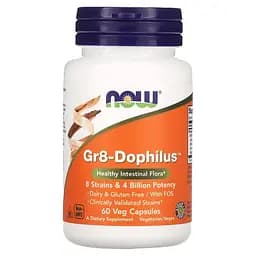 Пробіотики і пребіотики NOW Gr8-Dophilus 4 billion, 60 вегакапсул